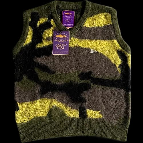 corteiz gilet Mohair Knit Green Yellow Brown Camo - JoyaGoo Spreadsheet