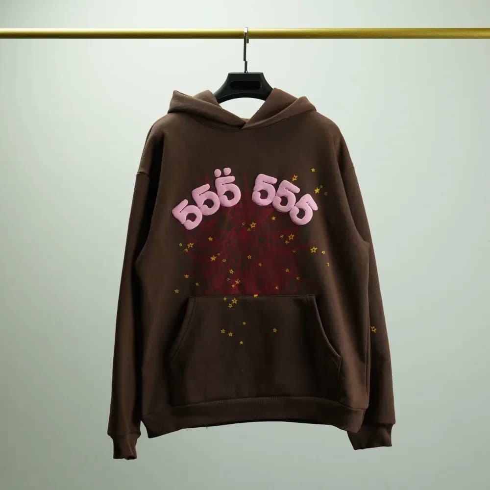 SP5DER ANGEL NUMBER HOODIE BROWN - JoyaGoo Spreadsheet