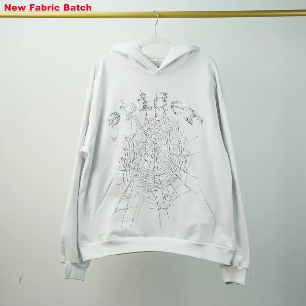Sp5der Rhinestone Logo Hoodie White - JoyaGoo Spreadsheet