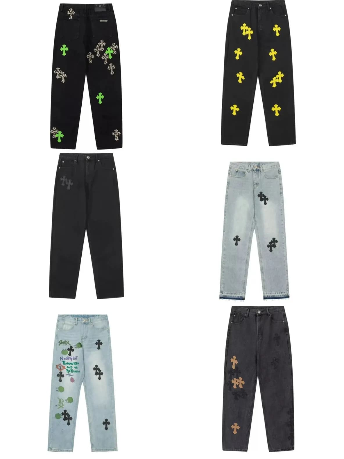 克罗伈高品质拼皮美式潮牌高街牛仔裤经典版直筒休闲宽松男女同款 (85) - JoyaGoo Spreadsheet