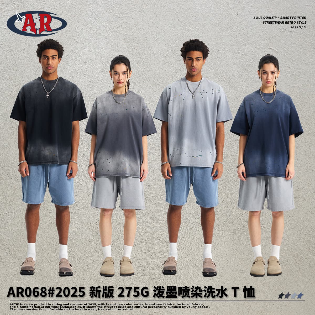 ARTIE 2025 S/S Splash Ink Dyed T-Shirt – Retro Washed American Style - JoyaGoo Spreadsheet