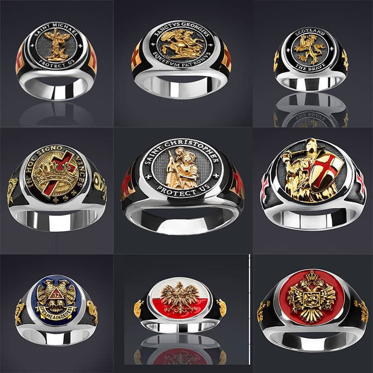 Chenrui sells gold jewelry across borders. Freemasonry logo retro trendy men's oil drop ring. Factory direct supply - JoyaGoo Spreadsheet