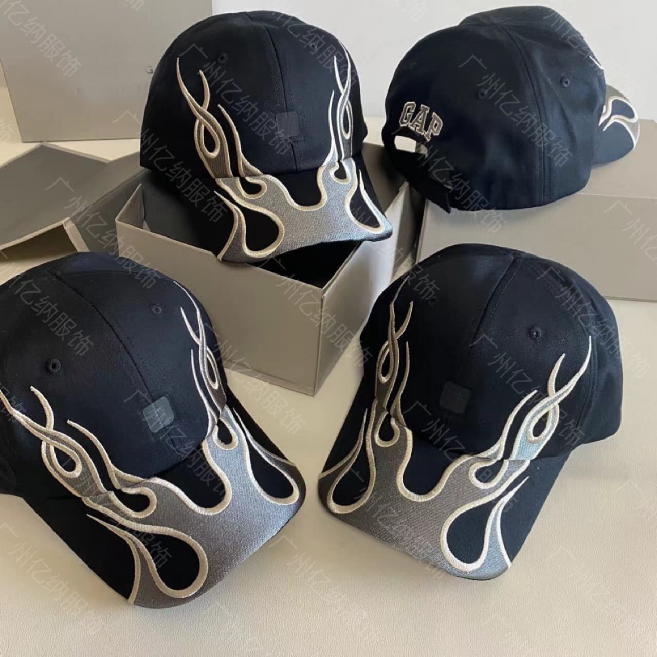 Spot Kanye three-party joint embroidered flame hat high street men and women trendy brand ins baseball cap curved brim duckbill cap - JoyaGoo Spreadsheet