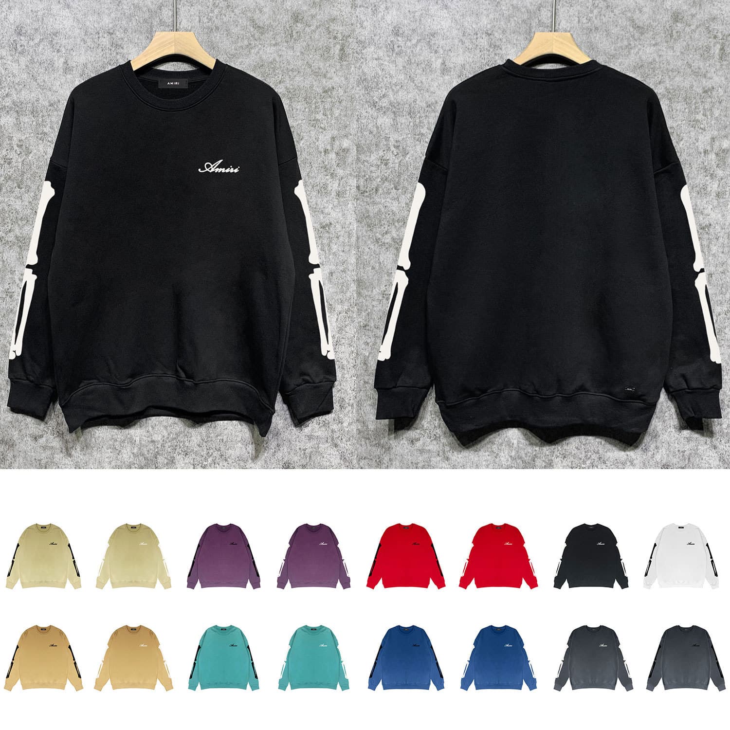 Trendy new style skeleton print round neck sweatshirt loose pullover terry sweatshirt - JoyaGoo Spreadsheet