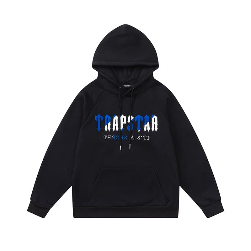 Trapstar套装字母休闲普通青年棉红黑色毛巾绣加绒卫衣卫裤裤