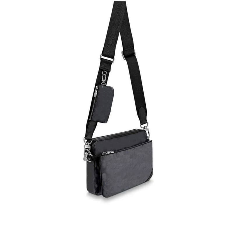 2023 autumn and winter new men's one-shoulder crossbody three-in-one messenger bag black flower hand-held leather bag storage bag one shoulder - JoyaGoo Spreadsheet