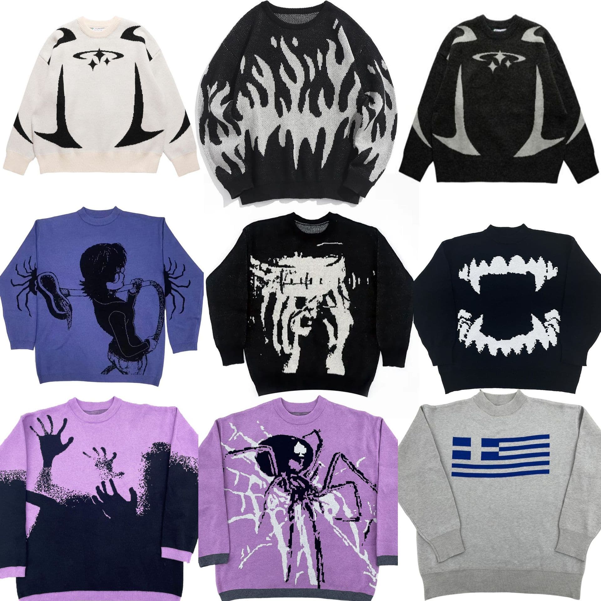 European and American cross-border Amazon winter new high street street casual contrast color loose knitted sweater for men and women couples - JoyaGoo Spreadsheet
