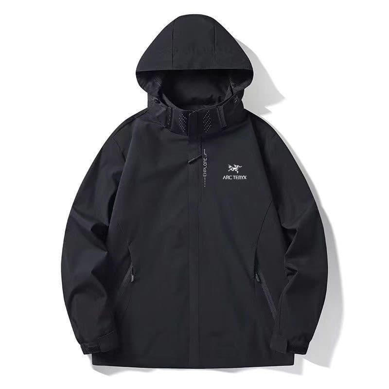 Jacket single layer hooded solid color waterproof unisex thin single-shoulder windproof jacket three-proof mountaineering clothing printing
