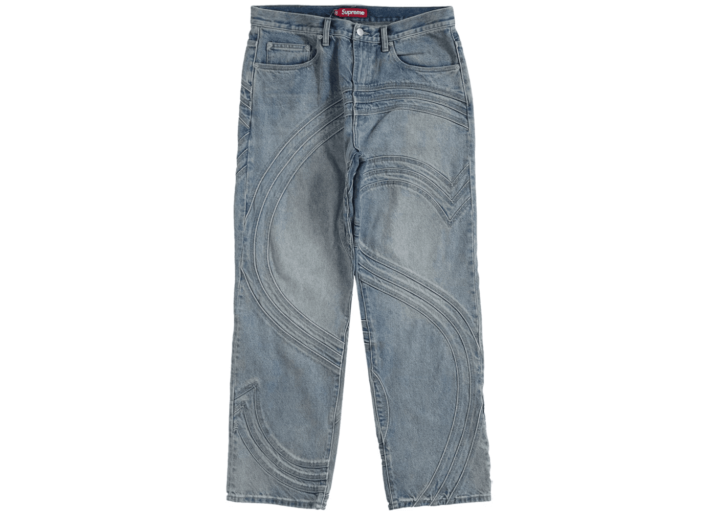 Supreme S Logo Loose Fit Jean Washed Blue