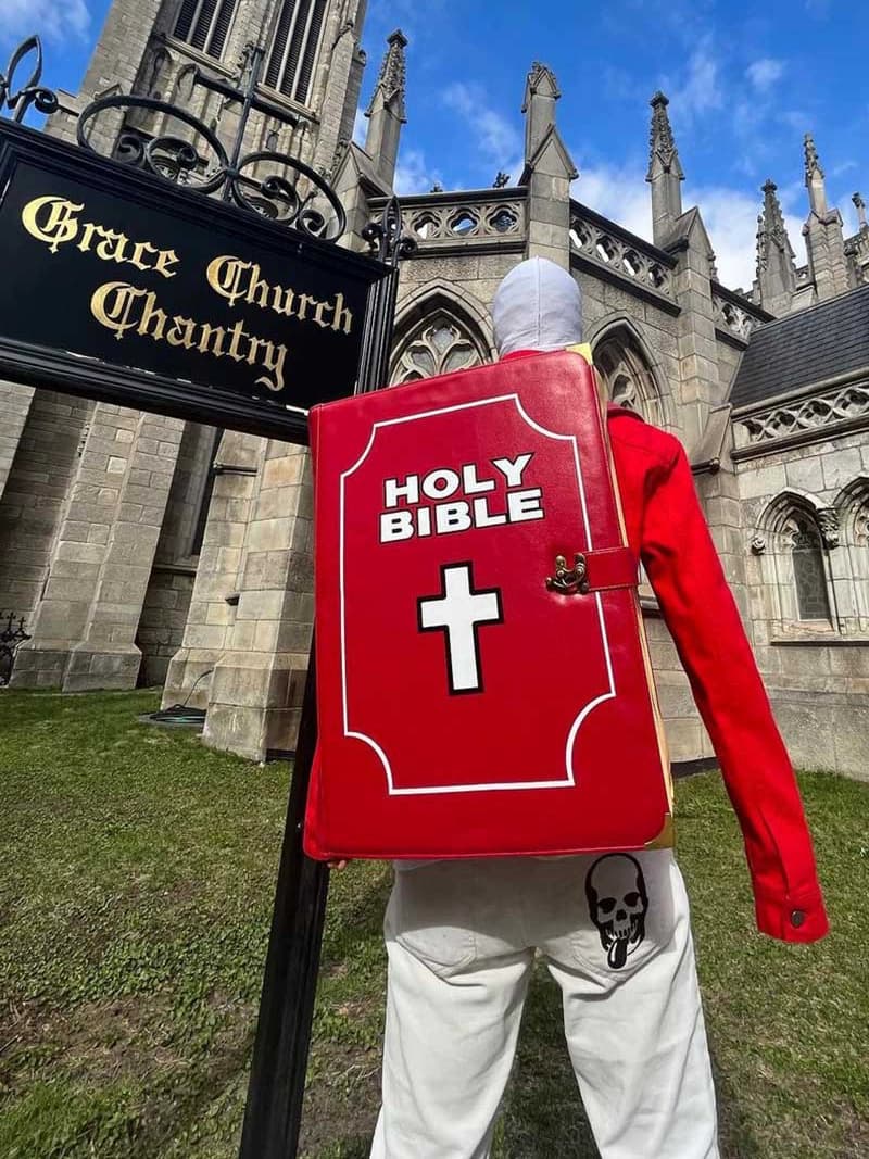 TRBRUSHSHIFT hip-hop street cross BIBLE BOOK shoulder PU leather backpack ins same style schoolbag - JoyaGoo Spreadsheet