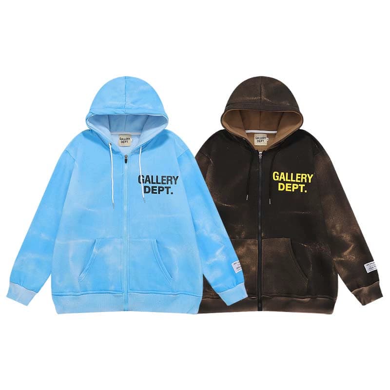 GALLERY DEPT autumn new tie-dye zipper cardigan sweater high street retro cotton loose hooded jacket - JoyaGoo Spreadsheet