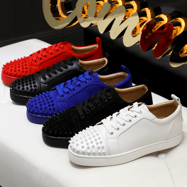 Genuine leather ACL red bottom shoes cl men's shoes low top rivet shoes couple trendy sneakers casual women's shoes head nail rhinestone shoes - JoyaGoo Spreadsheet