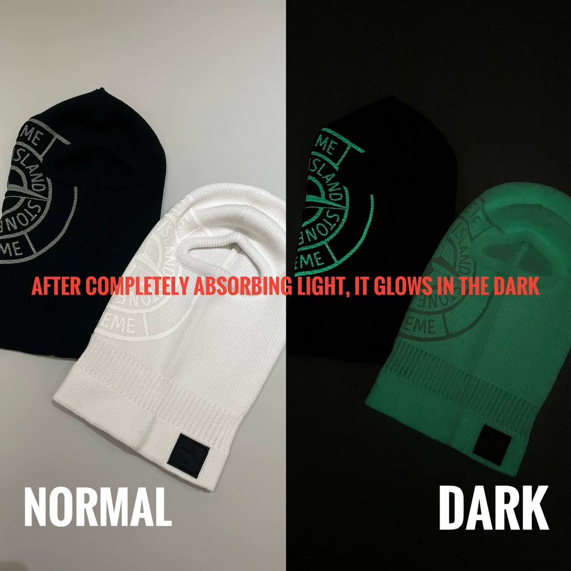 N01SA GLOW PRINT Knit Balaclava luminous ski mask pullover knitted wool headband