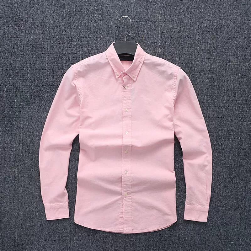 Men's soft washed natural cotton men's spring new Oxford shirt solid color slim shirt - JoyaGoo Spreadsheet