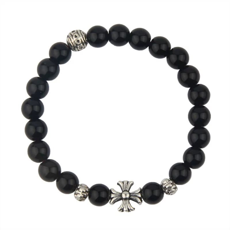 Retro style men and women couple bracelet silver-plated cross scout flower bracelet single loop simple punk style Japanese and Korean jewelry