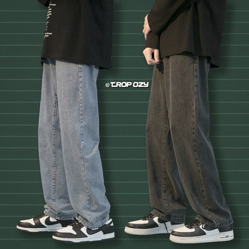 Spring washed trendy all-match mopping jeans for men, neutral loose couple sports solid color straight pants - JoyaGoo Spreadsheet