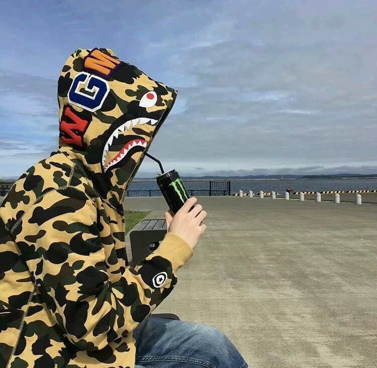 Mzc Shark blue purple red yellow green camouflage classic Shark sweatshirt trend Men's and women's zipper hoodie jackets