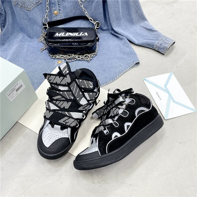 Fashion brand bread shoes Chengyi same style thick bottom lace up daddy shoes men and women couple German training shoes casual sports skateboard shoes - JoyaGoo Spreadsheet