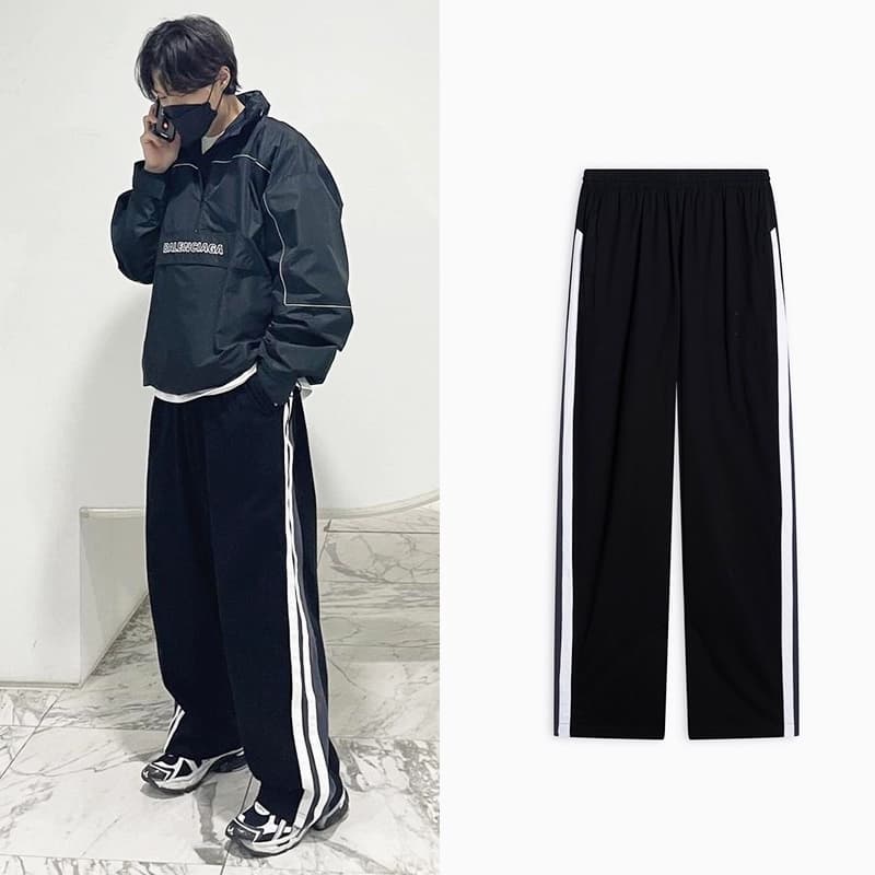 Spring and autumn slightly wrinkled stitching contrast color double-layer casual pants men's straight loose couple style niche sports pants ins trousers - JoyaGoo Spreadsheet