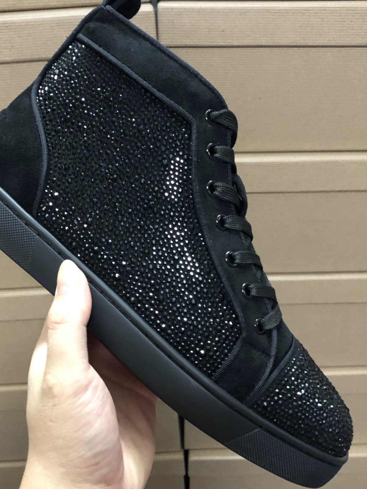 Internet celebrity autumn and winter red bottom shoes CL men's shoes high top rhinestone rivet women's shoes genuine leather couple shoes casual sports trend - JoyaGoo Spreadsheet
