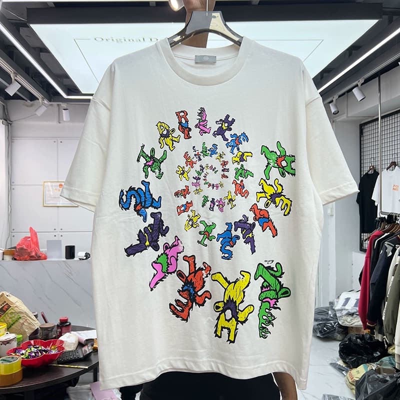European and American creative fun letter bear vortex print men and women loose round neck casual cotton trendy short-sleeved T-shirt - JoyaGoo Spreadsheet