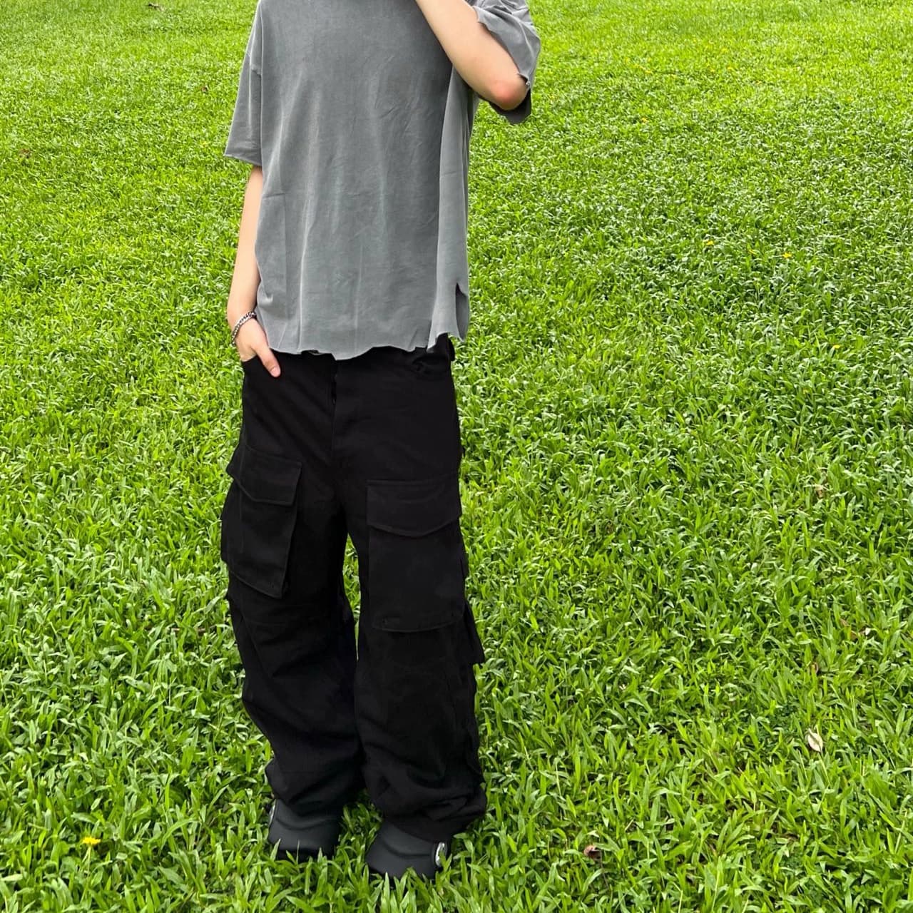 Independent kanye nihken large pocket wide leg black cargo pants shell pants vibe style - JoyaGoo Spreadsheet