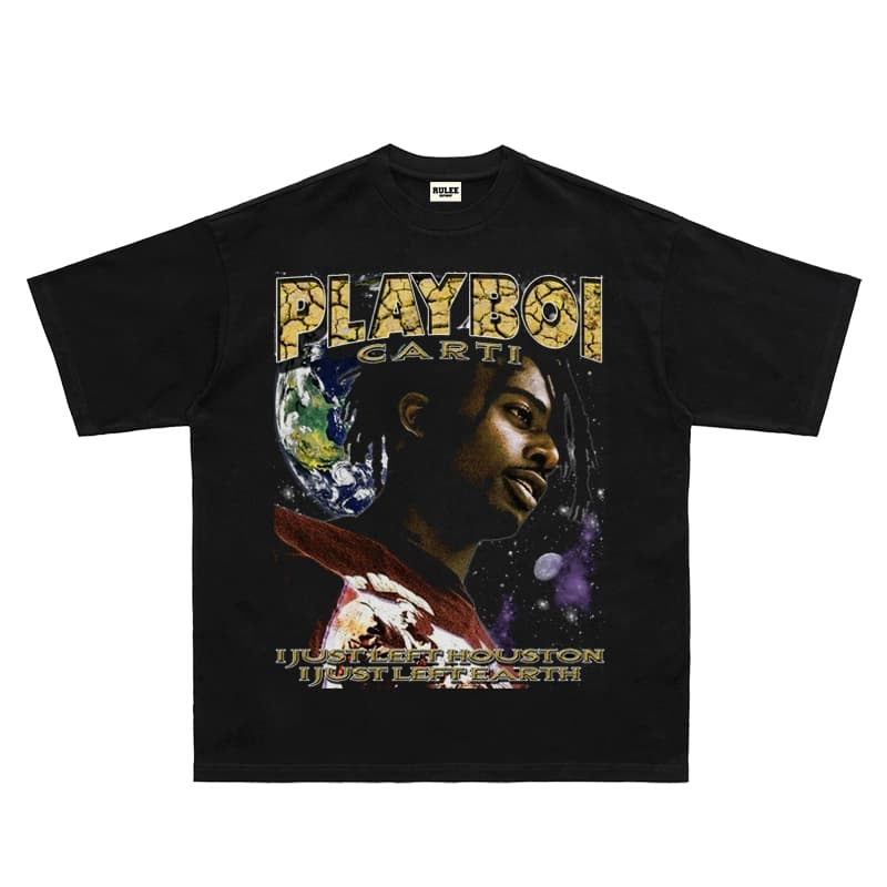 Playboi Carti Atlanta Vintage Retro HIPHOP Hip-Hop T-shirt Short Sleeve Loose Print Tee - JoyaGoo Spreadsheet