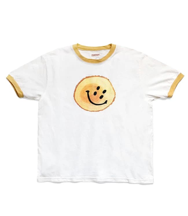 Kapital 21ss Japanese casual cotton tree stump smiley face pattern retro round neck short-sleeved T-shirt - JoyaGoo Spreadsheet