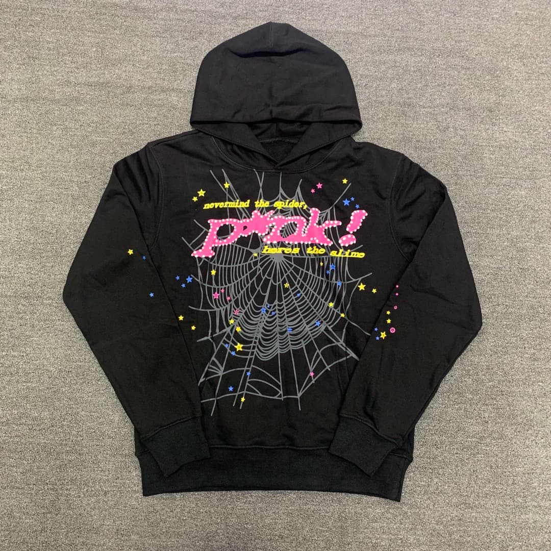 Young Thug 明星同款 Sp5der 555555 Pink Hoodie长裤卫衣套装