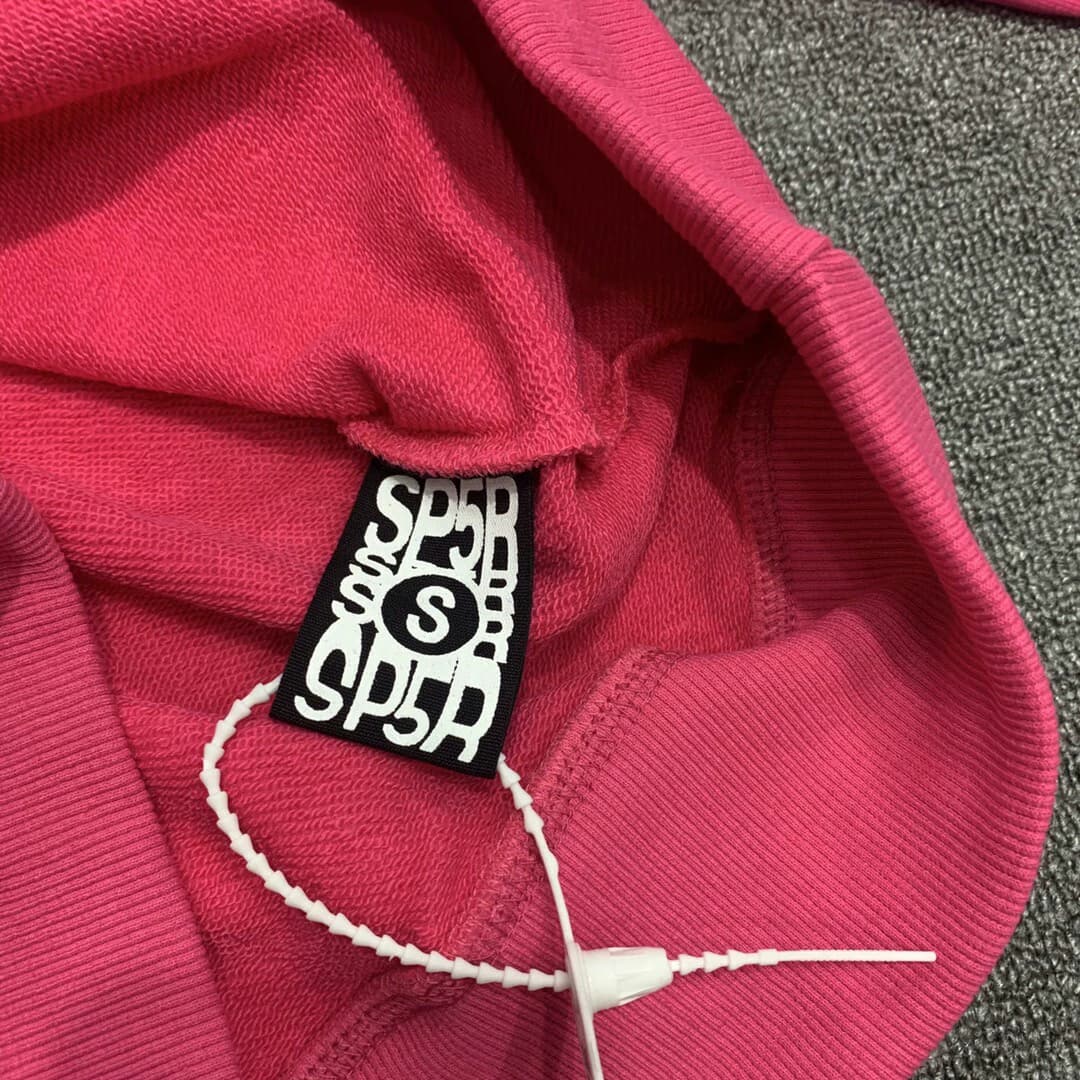 Autumn Young Thug star same Sp5der 555555 Pink Hoodie sweater trousers suit - JoyaGoo Spreadsheet