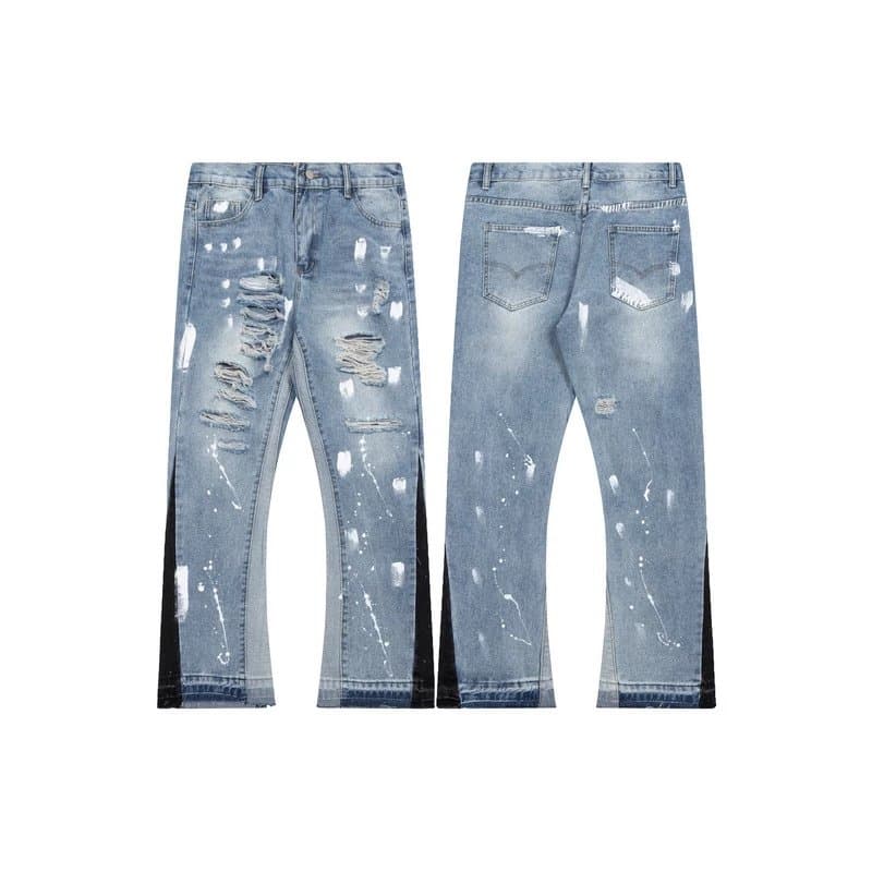 Glery dpt retro distressed ink-splashed high street vibe straight wide-leg jeans - JoyaGoo Spreadsheet
