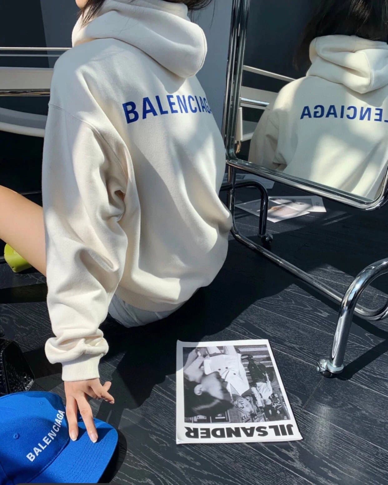 [High weight plus velvet optional] B*al*cia*ga letter logo printed hooded sweatshirt - JoyaGoo Spreadsheet